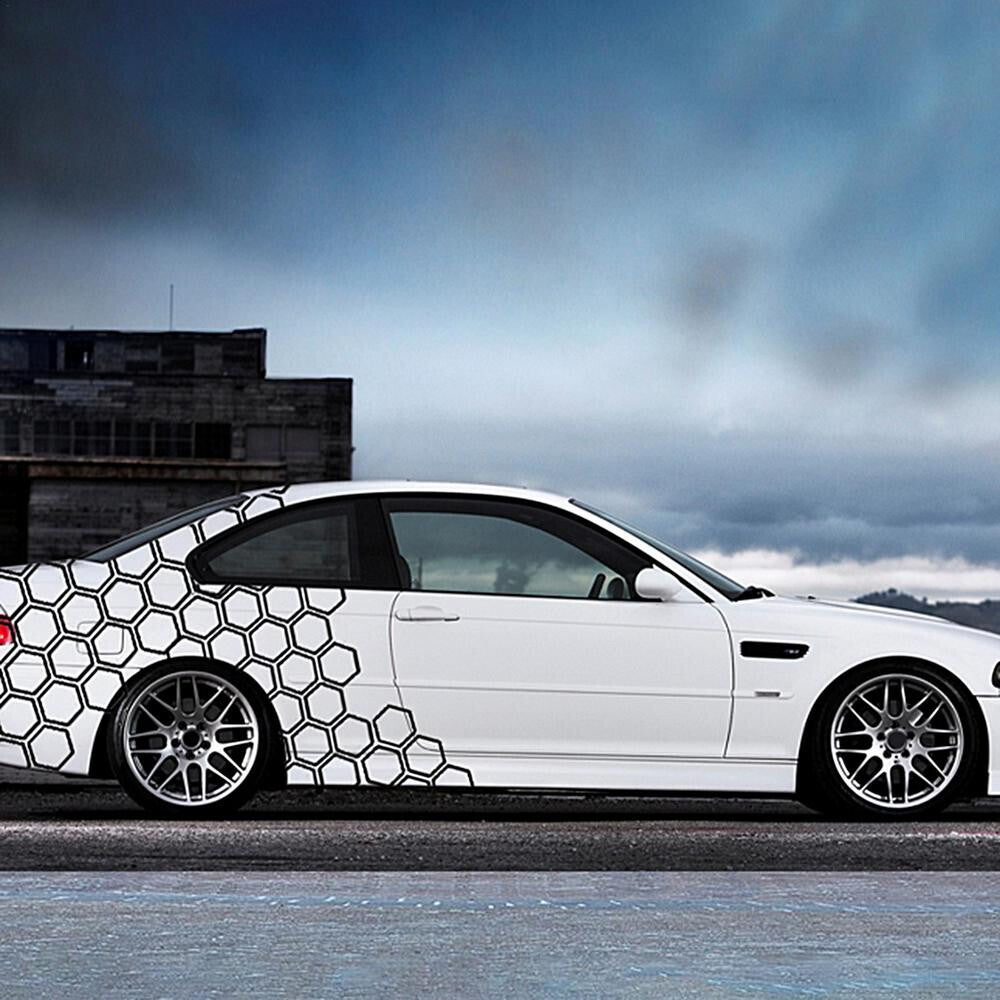 Car Camouflage Kit Hexagon Honeycomb Side Stickers Decals Decoration Black