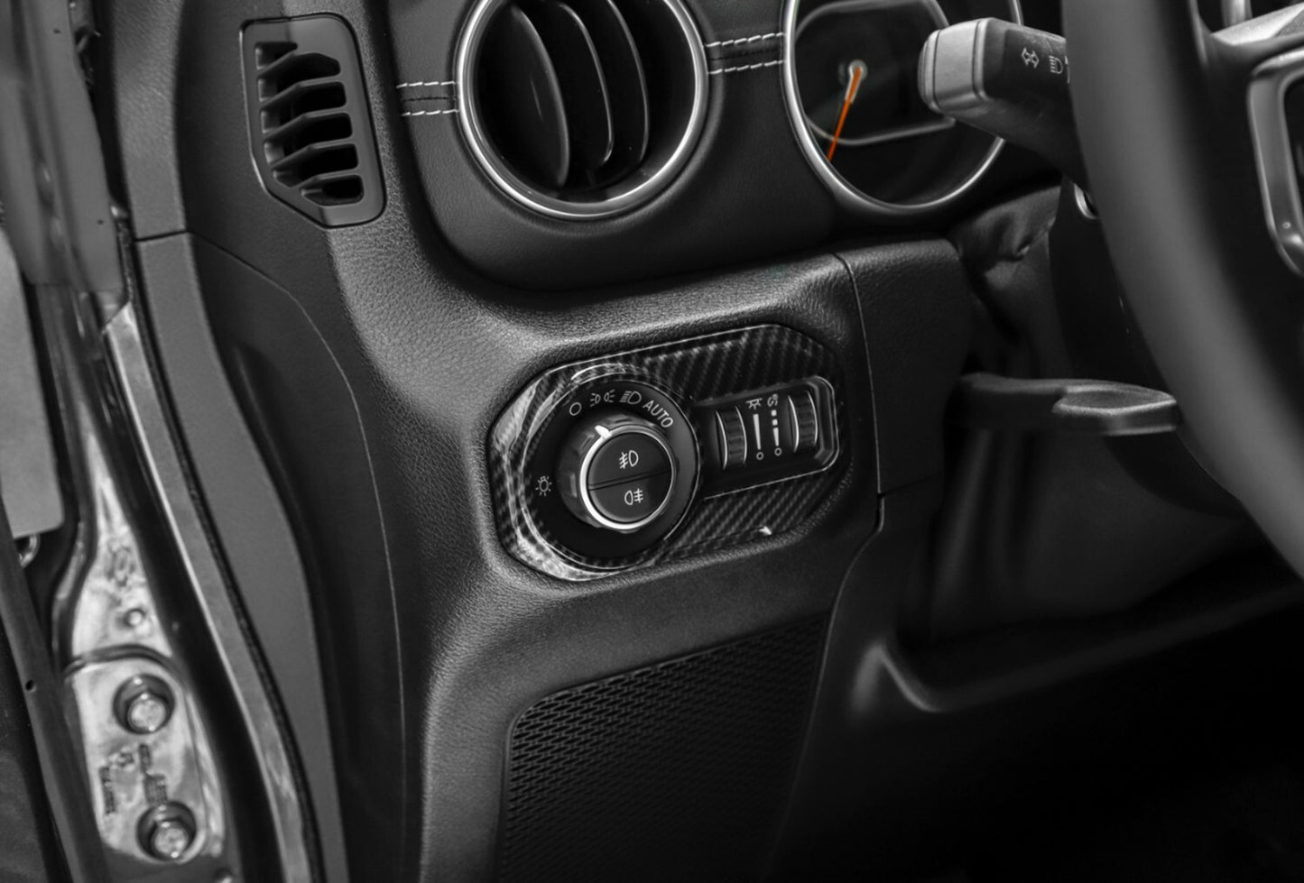 Carbon Fiber Headlight Switch Button Decor Cover Trim for Jeep for Wrangler JL 2018+