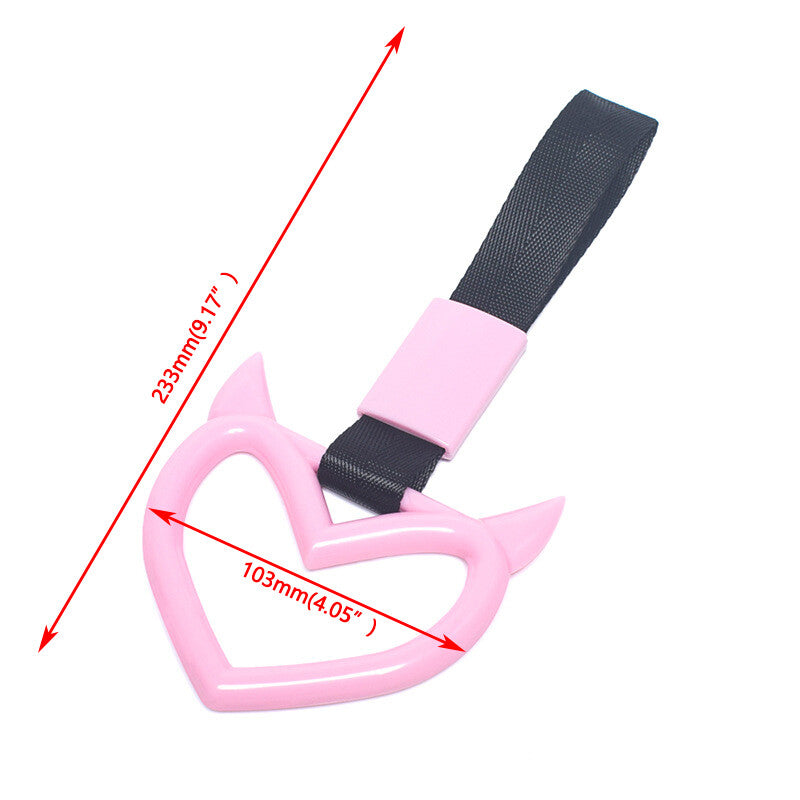 Devil Heart Red JDM Tsurikawa Ring Subway Train Bus Handle Strap Charm Pink
