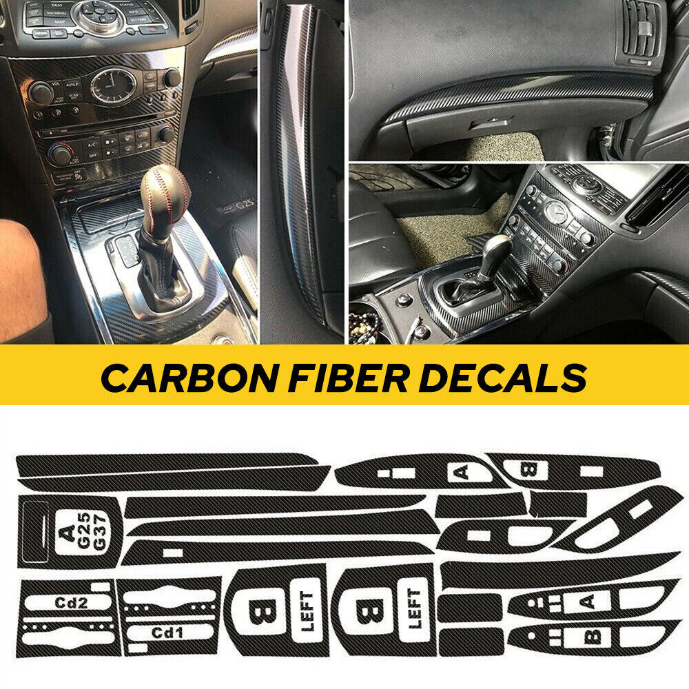 DIY 3D carbon fiber pattern interior decorative decals for Infiniti G25, G35, and G37
