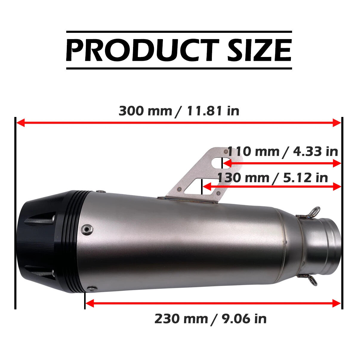 Universal Exhaust Muffler Escape Link Pipe Scooter Tailpipe For 400 Z250