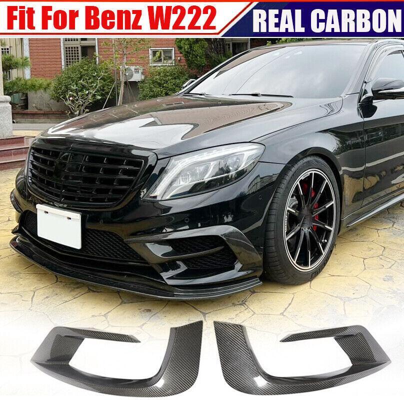 REAL CARBON Front Bumper Fins Air Vent Covers Trim for Benz W222 S63 AMG 2014-17 Q