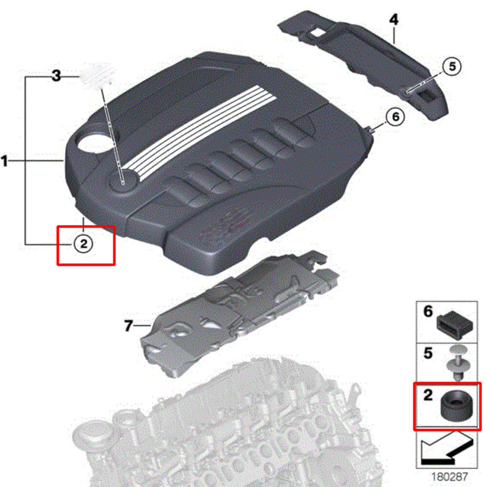 2x for BMW rubber bearing engine cover 1 2 3 4 5 6 11147799108 DE