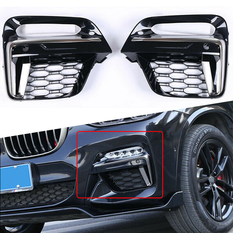 Car Front Fog Light Grill Cover Grille Fit for BMW X3 X4 G01 G02 2018-2021 2PCS