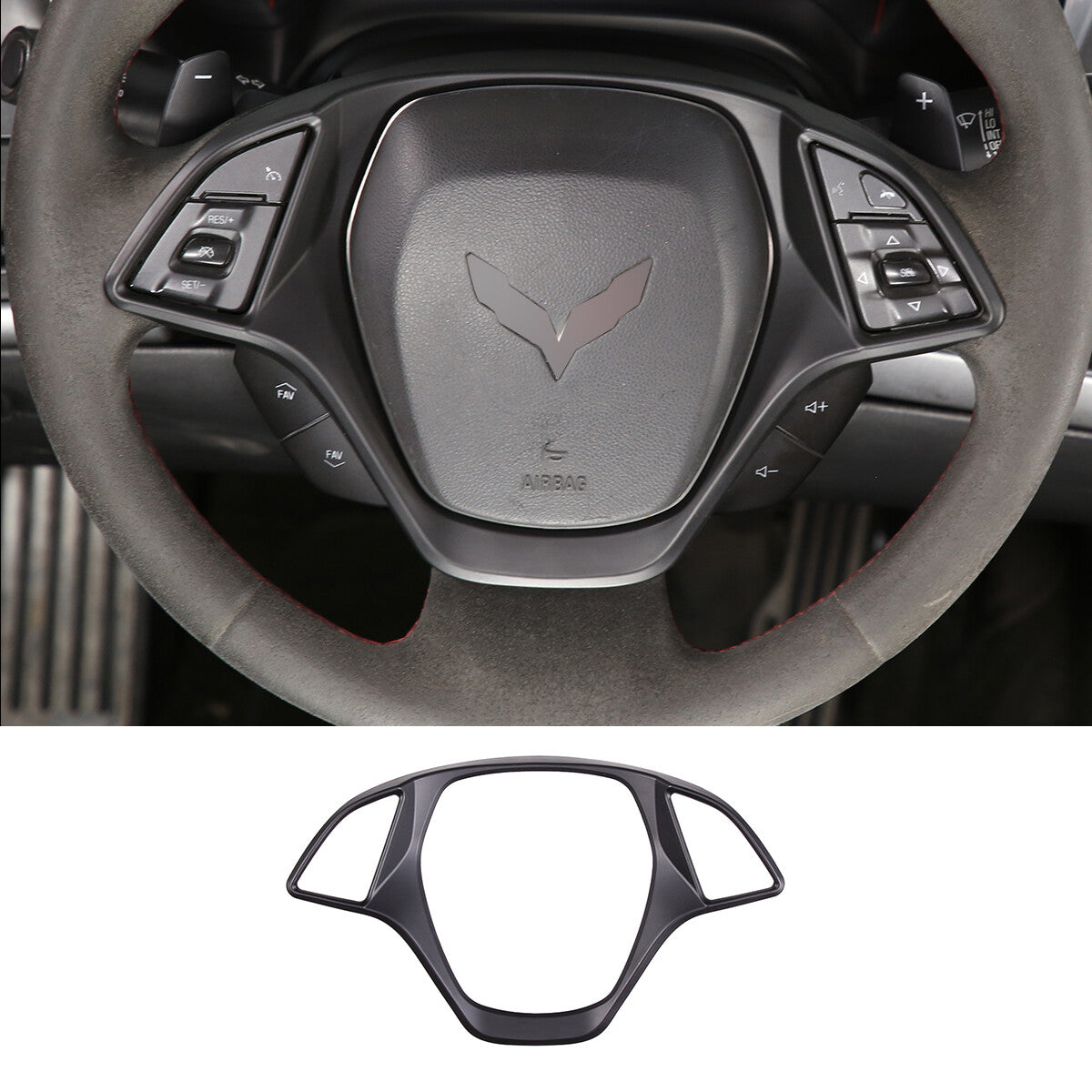ABS carbon fiber steering wheel button frame decorative cover suitable for Corvette C7 14-19- v