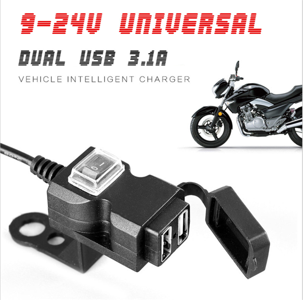 Motorcycle Handlebar for Charger Sockets Dual USB Port Phone With Switch  Mounts Q