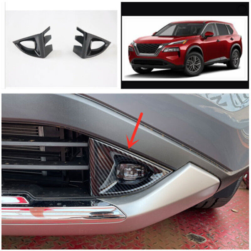 2X ABS Carbon Fiber Front Fog Light Moulding Cover Trim for Nissan Rogue 21-2023