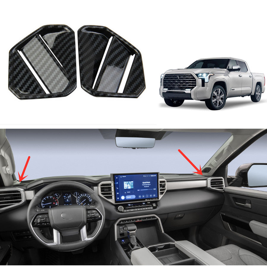 Instrument panel vent cover trim carbon fiber 2-piece set for Toyota Tundra 2022 2023
