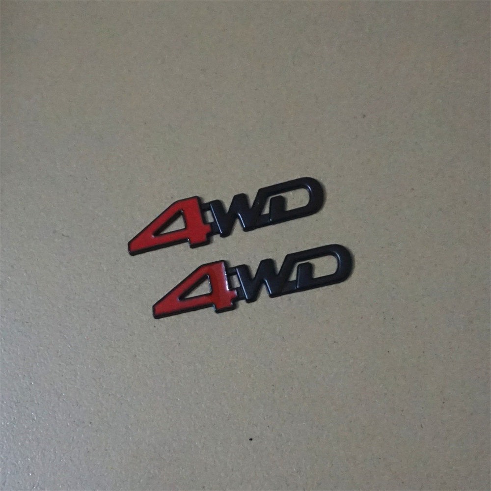 1x Matte Black Red Small 4WD Metal Emblem Decal Sticker Badge Trunk Car Tailgate Q