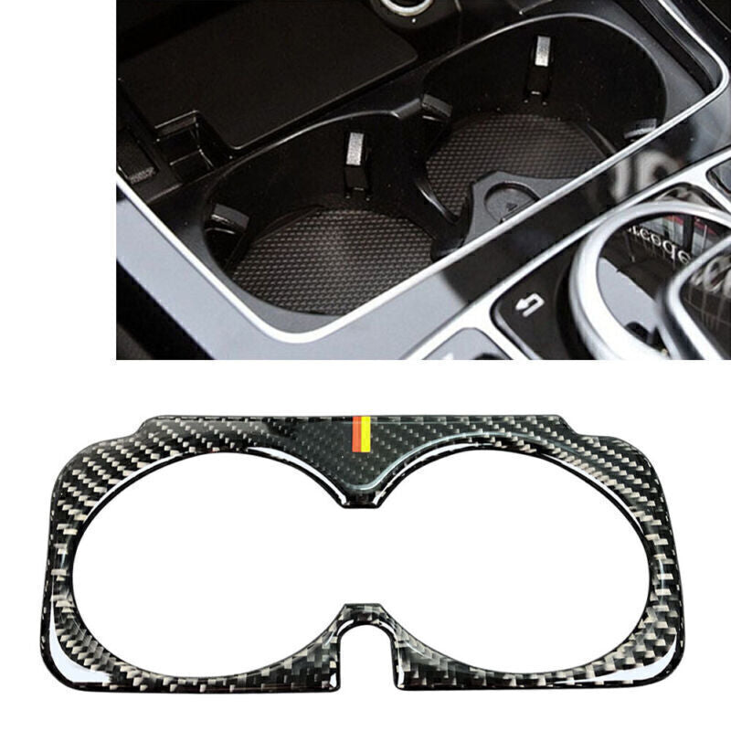 Inner Water Cup Holder Frame Cover Trim for Mercedes-Benz C Class W205 Carbon