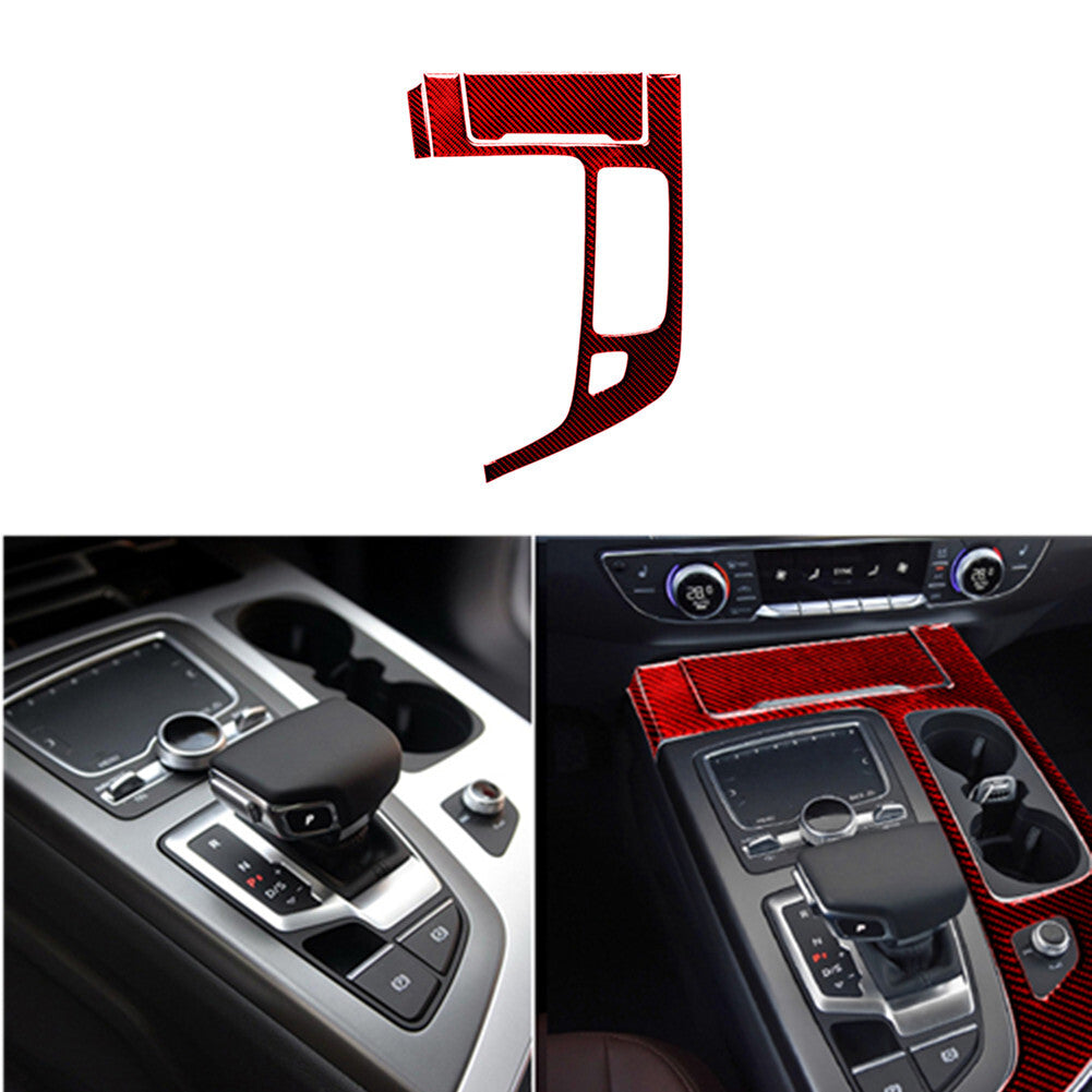 Red for Audi Q7 2016-2019 Carbon Fiber Gear Shift Panel Outer Frame Trim Cover