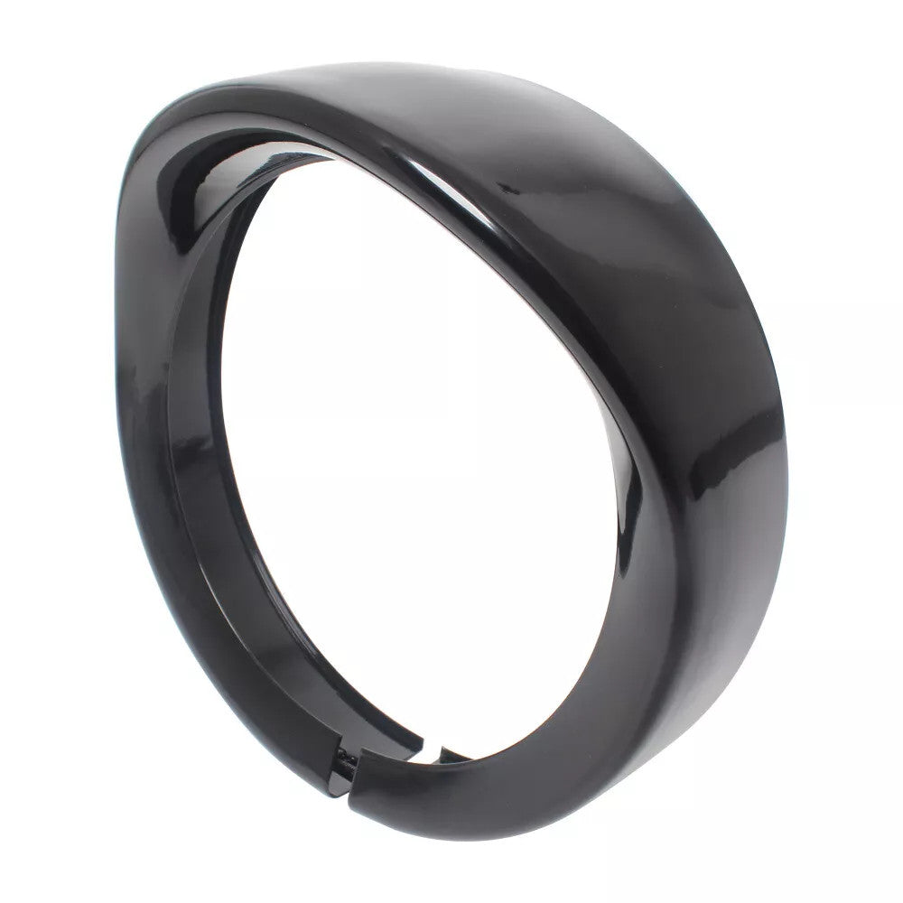 Motorcycle headlight visor style decorative ring 7-inch for Harley Touring Softtail Black - n