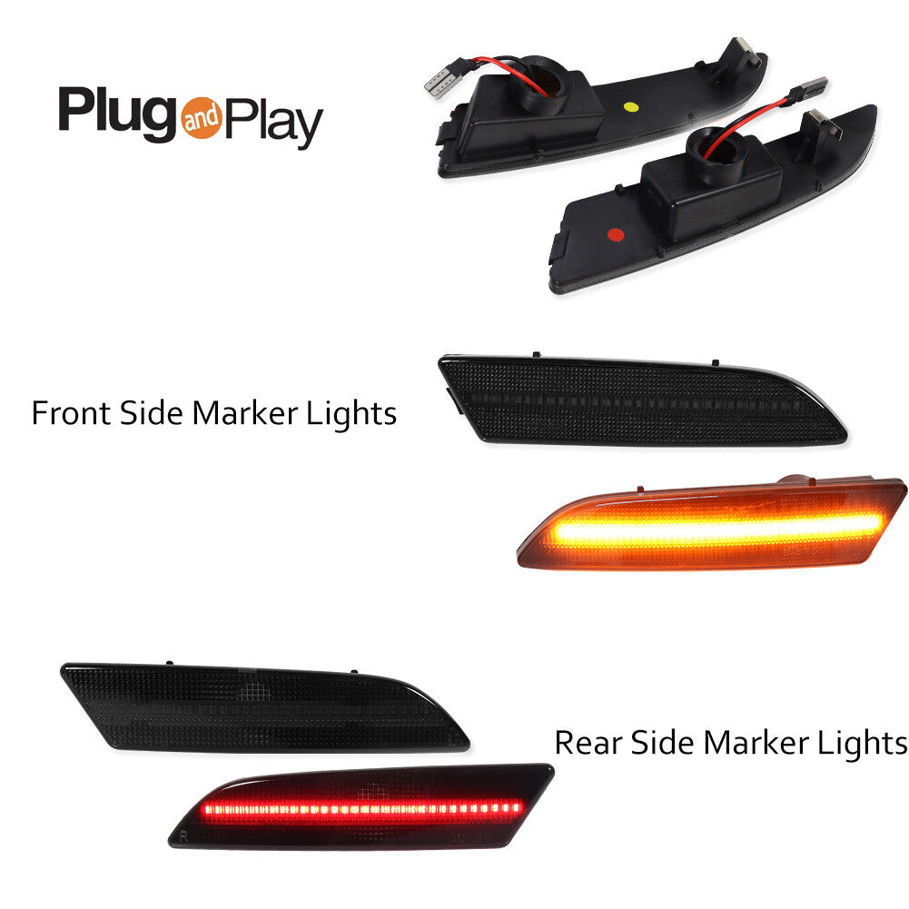 For 04-08 for for CHRysler Crossfire Smoked Lens Side Marker Light LED Kit, Front + Rear - v
