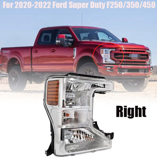 Passenger RH Halogen Headlight Chrome For 2020-2022 Super Duty F250/350/450 n