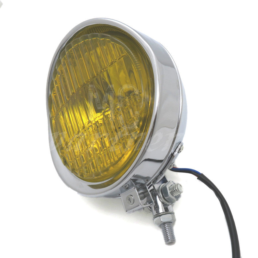 5.7 Chrome Retro Headlight Yellow Len for Harley Old School Bobbers Custom Q