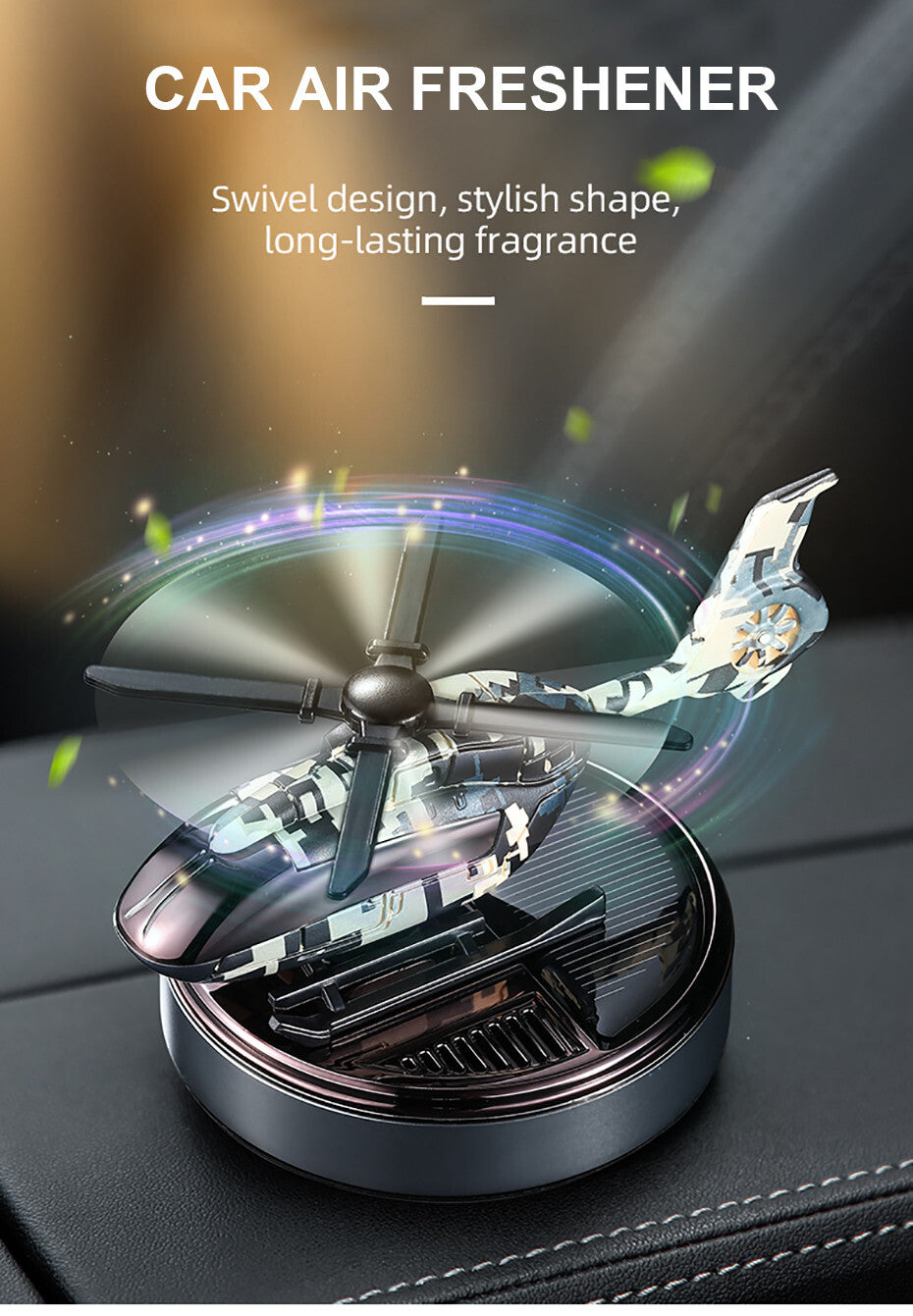 Solar Car Fragrance Diffuser Helicopter Aromatherapy Air Freshener Alloy Decor