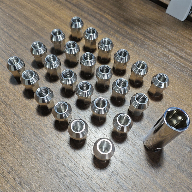 24pcs M14*1.5 Stainless Steel Wheel Nuts Lug Nuts Hex 19mm Length 35mm Universal Q