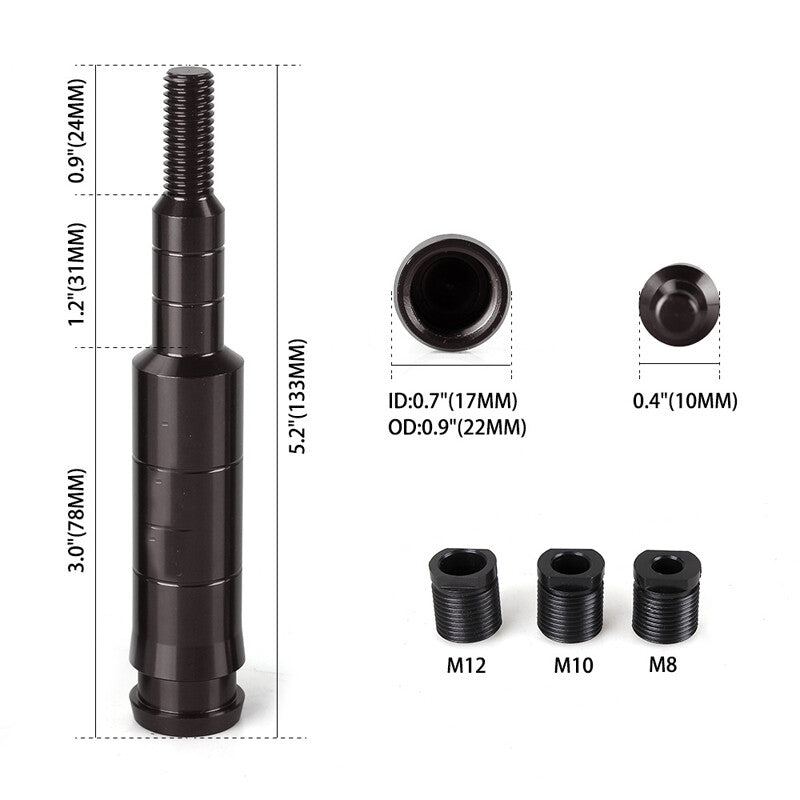Car CNC Shift Knob Extender Extension Adjustable Lever Gear Shifter M10X1.5 Kit v