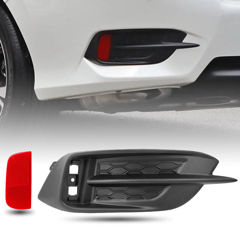 Left Rear Bumper Bezel Reflector Cover Molding Fit 2016-2021 for Honda for Civic Sedan
