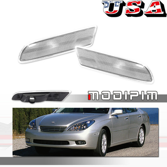 Transparent Front Fender Side Marker Light Housing Cover Set for for Lexus ES300 ES330- v