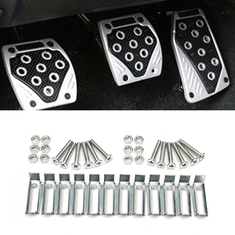 3 x Aluminum Non-Slip Car Foot Pedals Cover For Brake Clutch Accelerator Set v