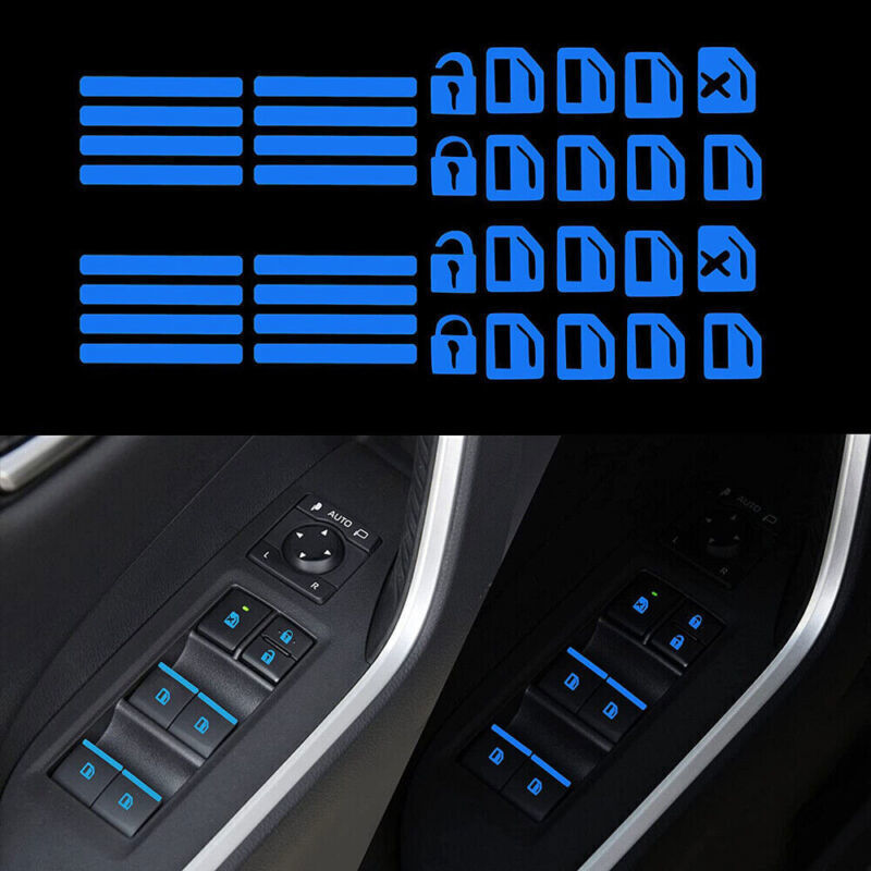 Luminous Blue Vehicle Car Interior Window Door Switch Sticker Car Accessories