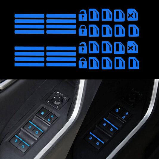 Luminous Blue Vehicle Car Interior Window Door Switch Sticker Car Accessories