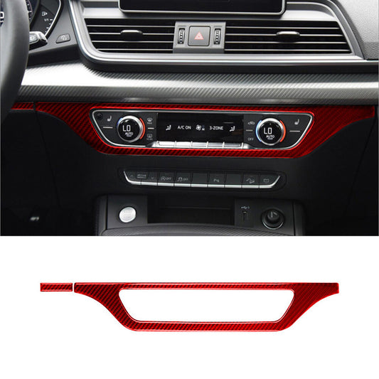 for Audi Q5 2018+ Red Carbon Fiber Interior Central Console CD Frame Cover Trim