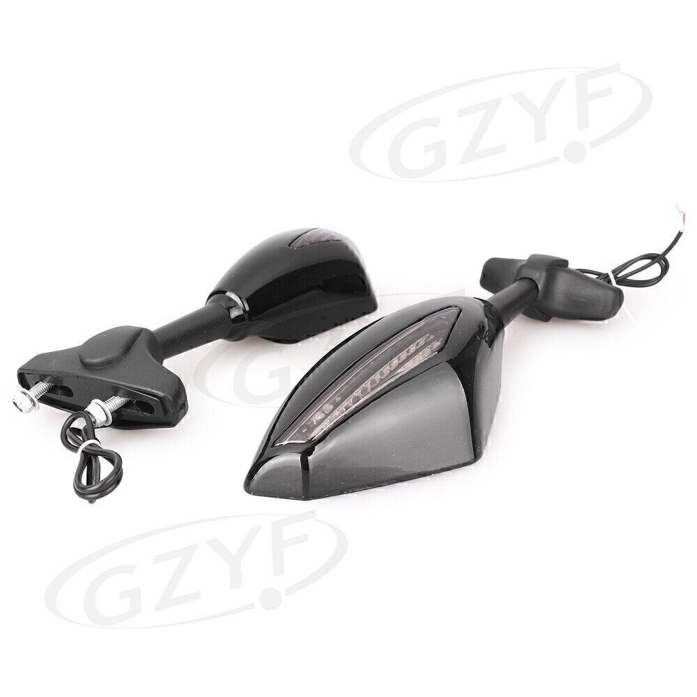 Universal Rear View Mirrors w/LED Turn Signal Lights for Honda CBR600RR 750RR Q