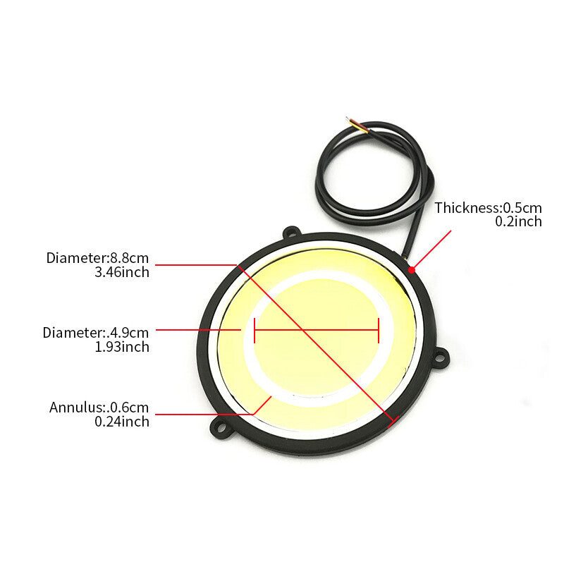 2-Pack 5-inch Car Daytime Running Lights, Round White LED COB Driving Fog Lights n