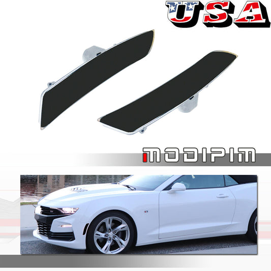for Camaro 2016 - 2023 Smoked Lens Front Side Marker Light Cover, 2 pcs - v