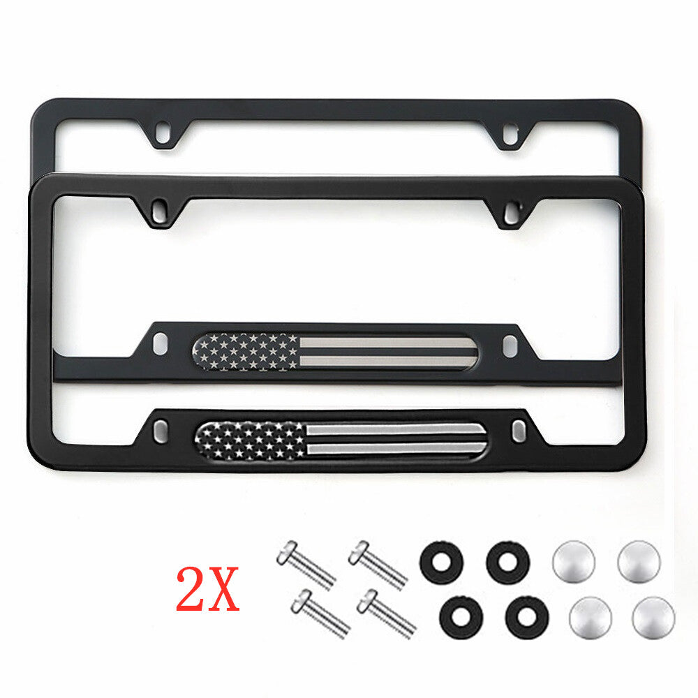 2-Piece American Flag Patriot Car License Plate Frame Cover Automotive Accessories n