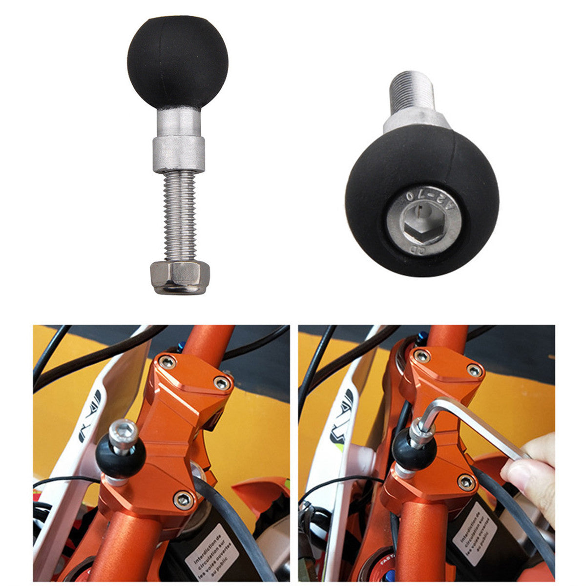 Motorcycle Handlebar Clamp Base Set With 1 Rubber Ball  M8 Screws Q