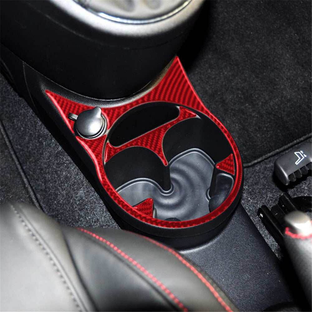 Red Carbon Fiber Interior Decor Floor Console Cover Trim For 2012-2015 for Fiat 500