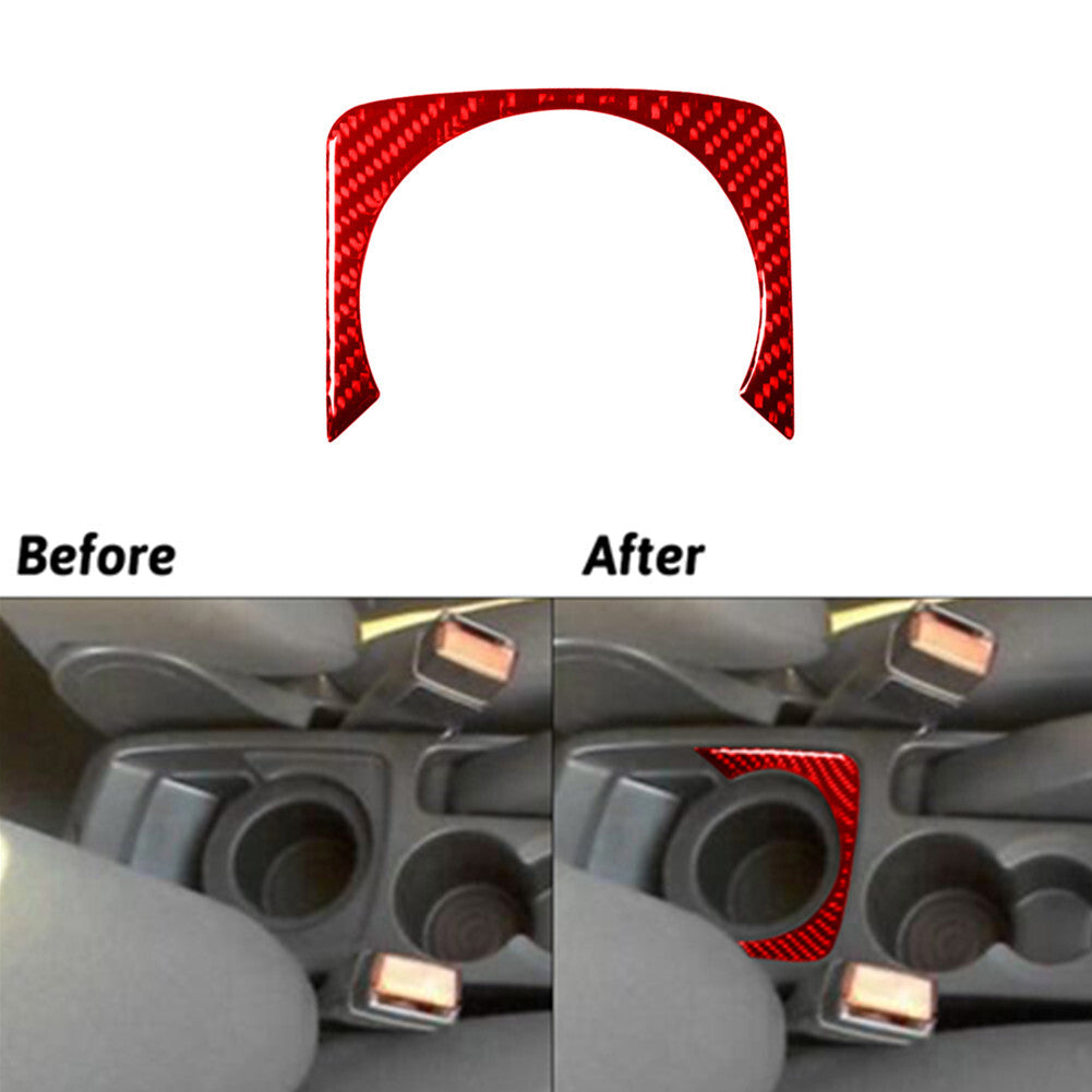 Red Carbon Fiber Rear Center Floor Console Cover Trim for Ford Fiesta 2011-2015