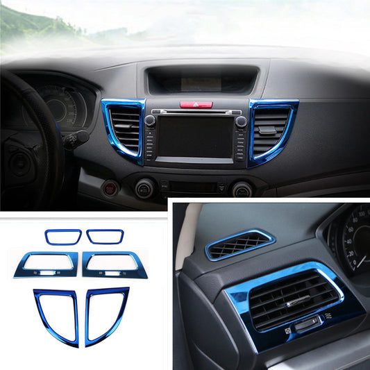 Fit for Honda CR-V CRV 2012-2016 Dashboard Air Vent Cover Trim Bright Blue 6pcs v