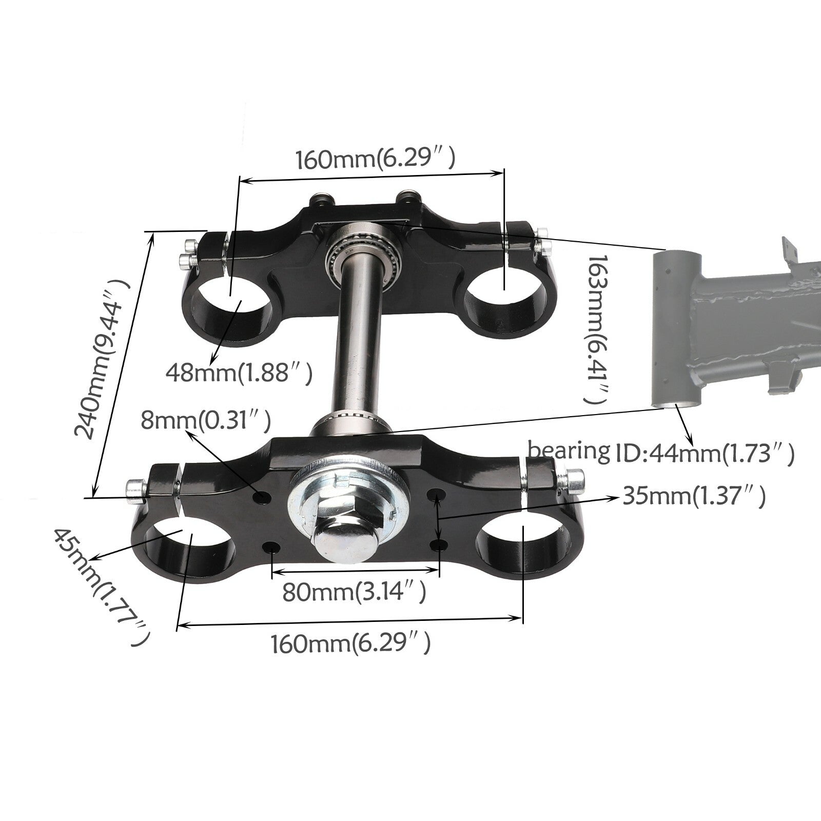 Suitable for 125cc and 150cc Dirt Pit Trail bikes with 735mm front fork impact three-tree clamps.