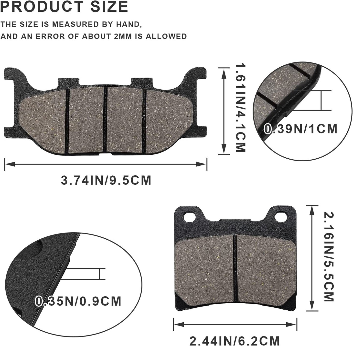 Brake Pads for Yamaha XVS1100 Vstar 1100 Custom Midnight/Dragstar 1100 XVS1100