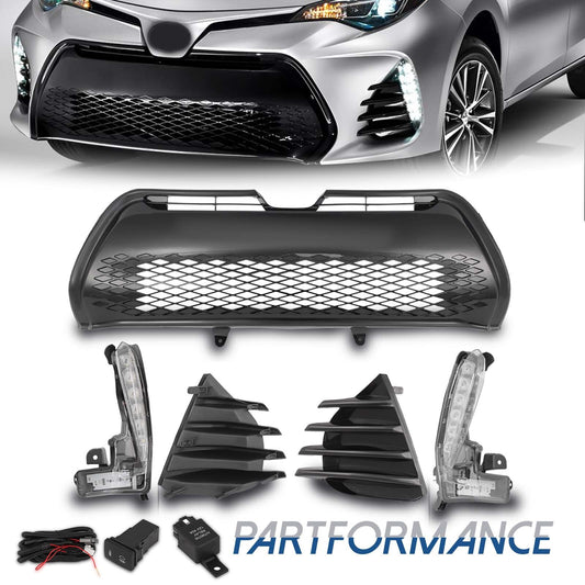 2017 2018 for Corolla SE XSE LED fog lights and black lower grille - v