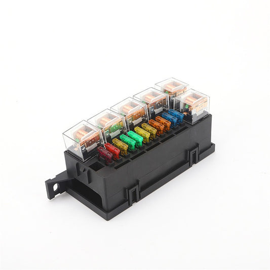 12V 80A Universal 11-way FUSE RELAY BOX Block Holder 6Pcs Relays For Car Truck