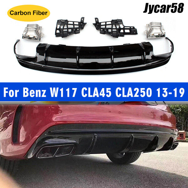 Rear Bumper Diffuser Exhaust Tailpipes for Benz W117 CLA200 CLA250 2013-2019