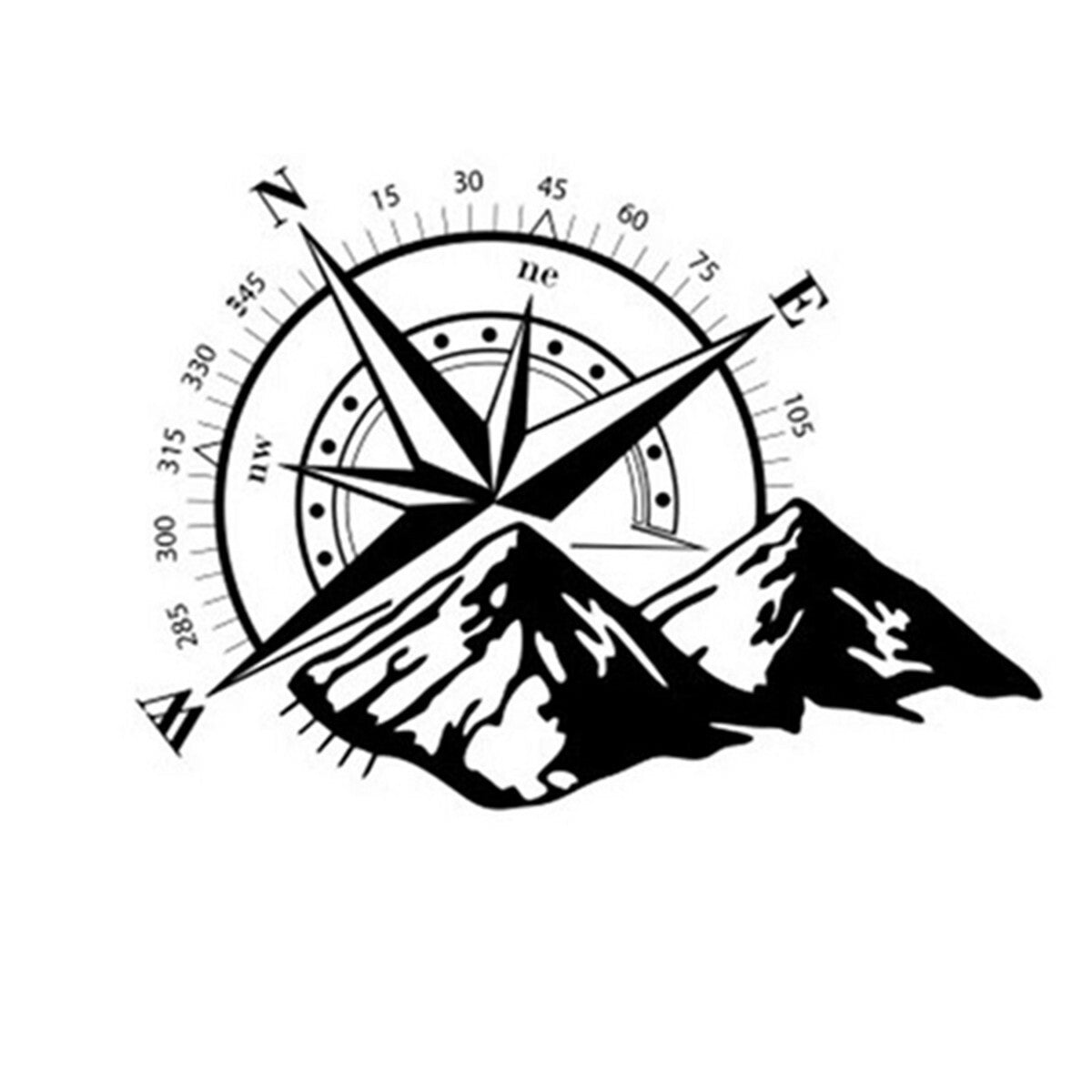 Car Compass Mountain Pattern Vinyl Decal DIY Hood Body Window Sticker Decoration