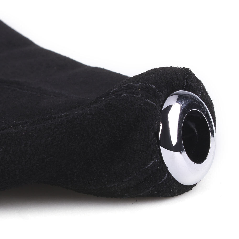 Genuine Leather Alcantara Suede Shift Knob Boot Cover Black With Black Stitches
