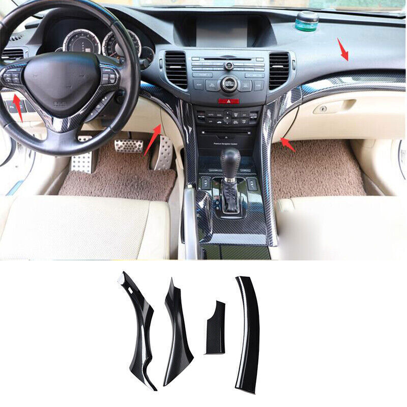 for Acura TSX 2009-2013 ABS Carbon Console Center Dashboard Cover Trim Decor n