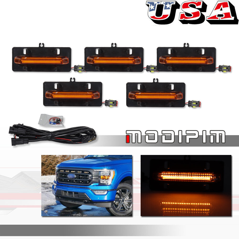 5-Piece Grille LED Amber Lights for 21-23 for F150 XL/XLT/XLT Sport - v