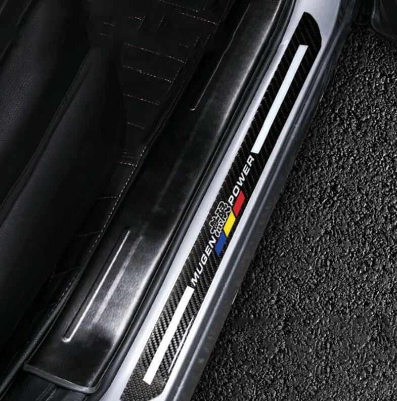 Car front door window sill protection sticker badge decorative strip carbon for Honda