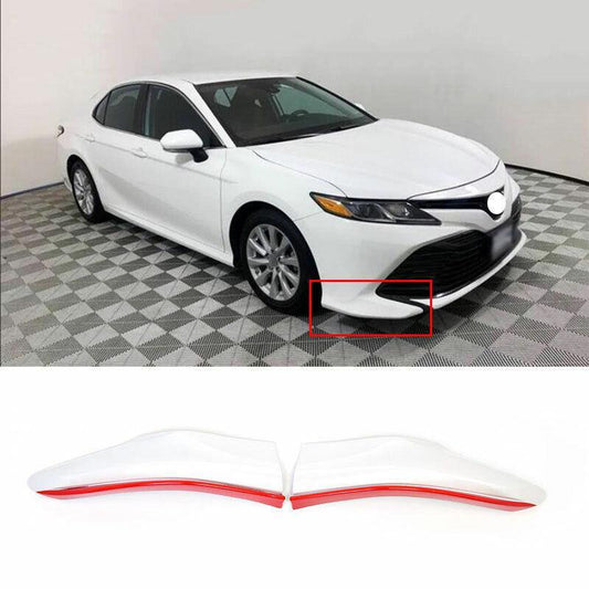 WhiteRed Front Bumper Splitter Lip Protector 2pcs for Toyota for Camry 2018-2022