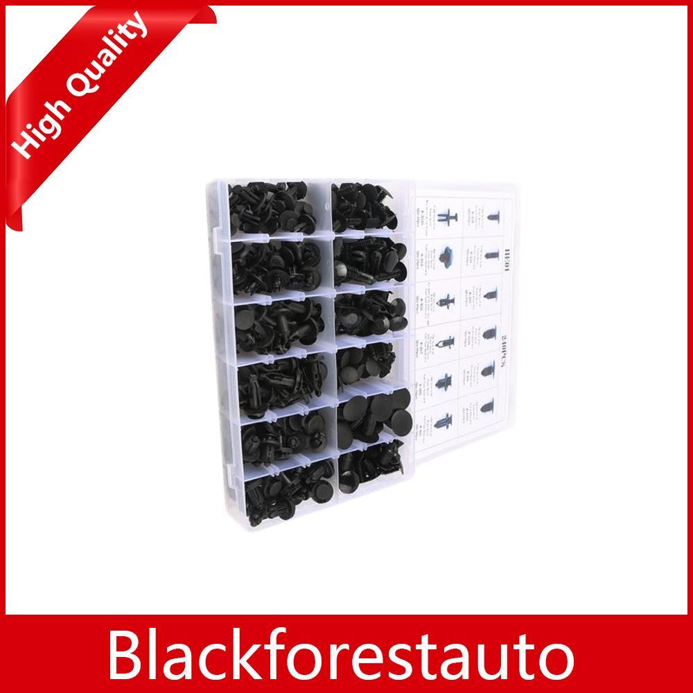 240pcs Car Body Plastic Push Pin Rivet Fasteners Trim Panel Moulding Clips Black