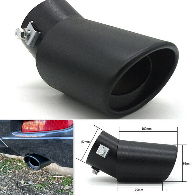 Black Matte Round Car Stainless Steel Exhaust Tail Throat Rear Muffler Tip Pipe