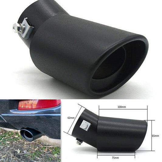 Black Matte Round Car Stainless Steel Exhaust Tail Throat Rear Muffler Tip Pipe